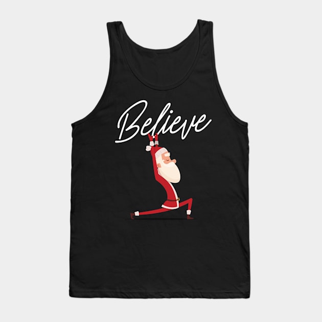 Funny Christmas Namasleigh Santa Believe Yoga Gift T-Shirt Tank Top by geekandgamerstore